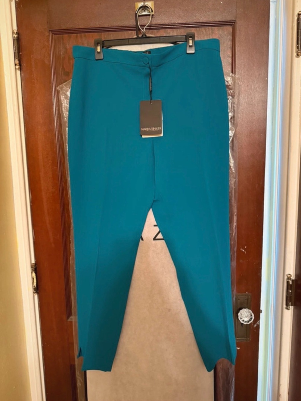 Marina Rinaldi Teal Straight-Leg Trousers